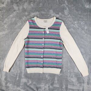 NWT Talbots Cardigan Sweater Small Fair Isle Nordic Scandi Cottage Cozy Button